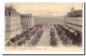 Pau Old Postcard Royal Place and the chain of Pyrenees