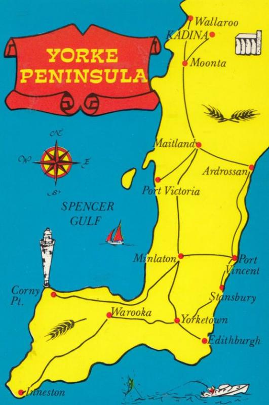 The Yorke Peninsula MAP Australian Rare Australia Postcard