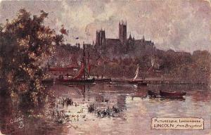 BR93718 lincoln from brayford painting postcard   uk