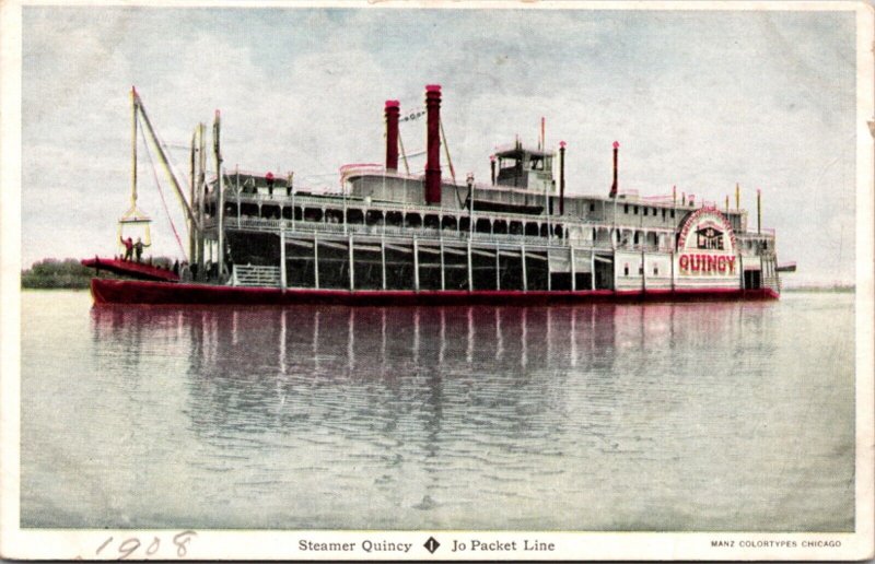 Postcard Steamer Quincy, Jo Packet Line