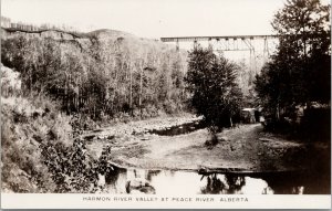 Harmon River Valley Peace River Alberta AB Railway Bridge RPPC Postcard F64