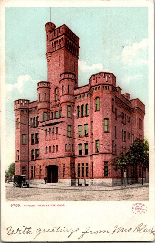 View of Armory, Worcester MA Undivided Back Vintage Postcard L73 