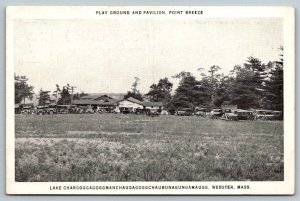 Play Ground and Pavilion  Point Breeze  Webster Massachusetts   Postcard