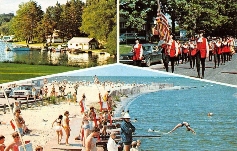 Fair Haven, New York Beach Scene Multi-view ca 1960s Vintage Postcard