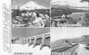 Mt. Hood Loop, Oregon Speed-O-Map Crown Point Roadside 1940s Vintage Postcard