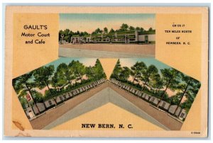 1950 Gault's Motor Court And Cafe New Bern North Carolina NC Multiview Postcard