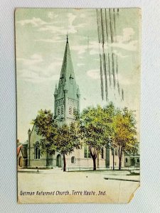 Vintage Postcard 1908 German Reformed Church Terre Haute IN Indiana