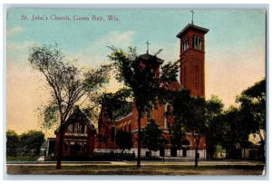 Green Bay Wisconsin WI Postcard St. John's Church Chapel Exterior Building c1910