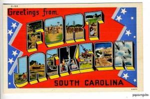 Fort Jackson SC Large Letters Linen Postcard