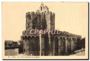 Old Postcard Les Saintes Maries de la Mer Church