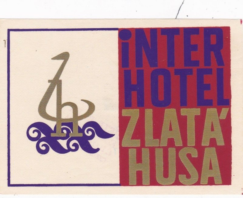 Czechoslovakia Interhotel Zlata' Husa Vintage Luggage Label sk4410