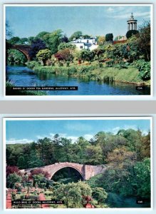 2 Postcards ALLOWAY, AYR Scotland~ Banks O' Doon Tea Garden, Auld Brig O' Doon