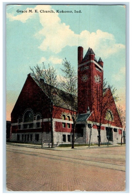 1912 Exterior View Grace M. E. Church Building Kokomo Indiana Vintage Postcard