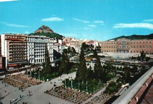 Postcard Constitution Syntagma Central Square Athens Greece