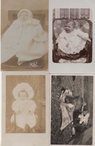 Grumpy Baby Babies Children 4x Old Real Photo Postcard s
