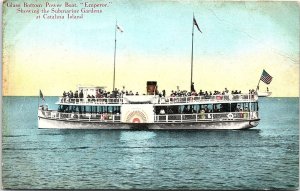 c1910 CATALINA ISLAND CALIFORNIA GLASS BOTTOM BOAT EMPEROR POSTCARD 41-67