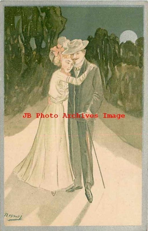 Art Nouveau Romantic Couple In A Heart Embossed Vintage, 47% OFF