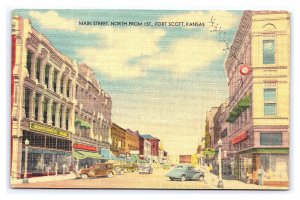 Main Street North From 1st Fort Scott Kansas c1948 Postcard