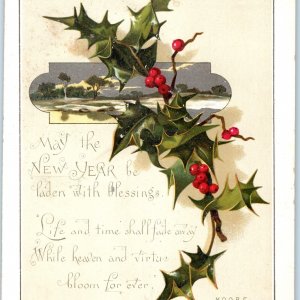 c1890s New Year Holiday Blessing Hildesheimer Faulkner Trade Card Moore Poem C35