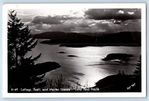 Lake Pend Oreille ID Postcard RPPC Photo Cottage Pearl Warren Island Ross Hall