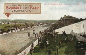 Vintage Postcard Eighteenth Annual Spokane Inter State Fair WA Horse Racing 1911