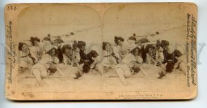 436424 USA 1897 year Coney Island Jolly bathers Vintage Underwood STEREO PHOTO