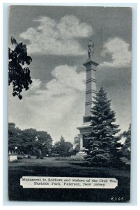 1954 Monument to Soldiers and Sailors of Civil War Paterson NJ Cancel Postcard