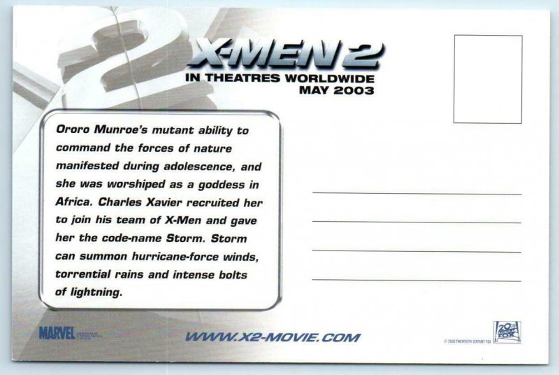 X-MEN 2 ~ Halle Berry STORM  2003 Movie Character Actress 4x6 Postcard