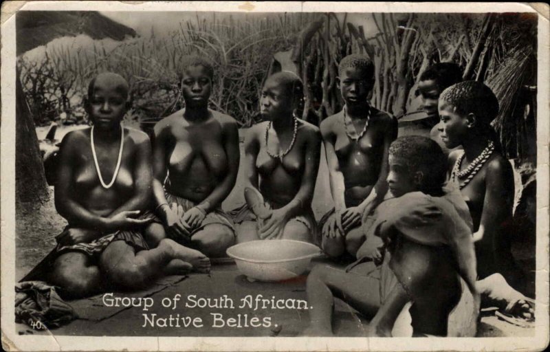 belgian congo, Group of Topless Native Mandibu Women (1920s) Postcard