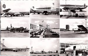 Multiple View of Various Airport and  Airplanes Postcard