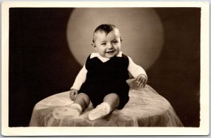 Cute Smile Baby Boy Photo Shoot Real Photo RPPC Postcard