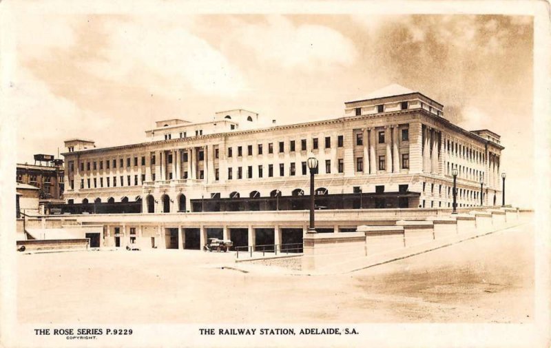 Adelaide Australia Railway Station Real Photo Antique Postcard KK1950