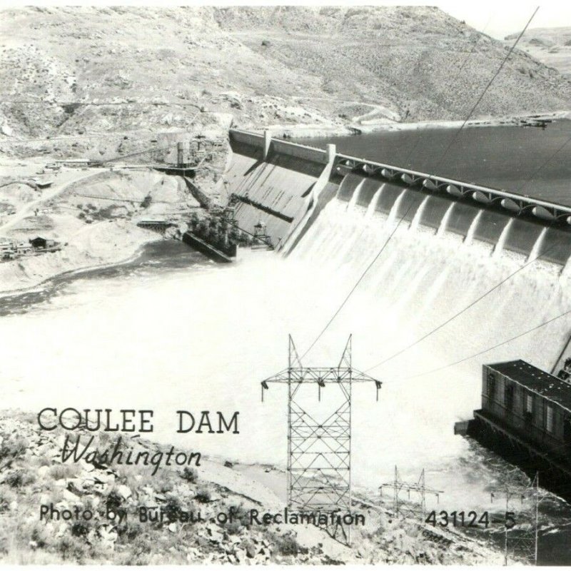 c1940s Washington Coulee Dam Real Photo RPPC Bureau Reclamation Grogan Heysel A9