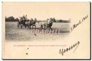 Old Postcard Back Saumur Horse racing Horse Long