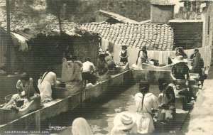 Postcard RPPC 1940s Mexico Taxco Public Laundry people water 23-11605