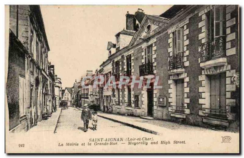 Postcard Old Saint Aignan The Mayor and the Grande Rue