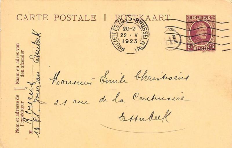 Belgium Postkaart Carte Postale Bruxelles 1923 Hippostcard