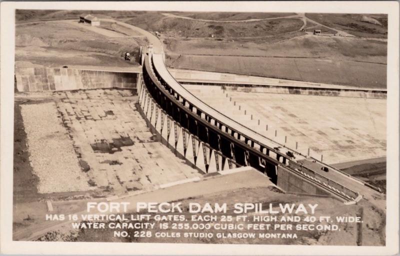 Fort Peck Dam Spillway Montana MT Mont. Unused RPPC Real Photo Postcard E22