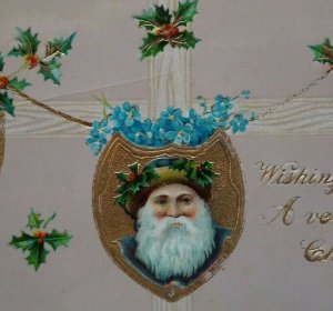 Vintage Santa Claus Christmas Postcard Embossed Blue Coat 2391 Wingham Ontario