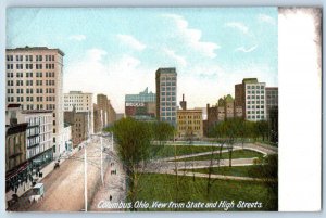 Columbus Ohio Postcard View State High Streets Exterior Building c1905 Vintage