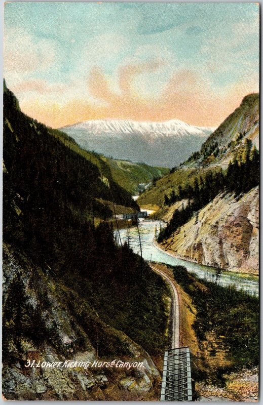 British Columbia Canada CAN, Lower Kicking Horse Canyon, River, Vintage Postcard
