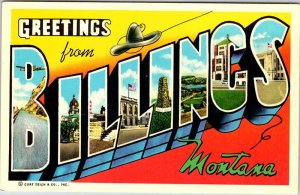 Postcard BIG LETTERS SCENE Billings Montana MT AK0021