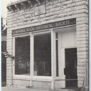 c1980s Marble Rock IA Historical Society Bank Building Black White Litho PC A232