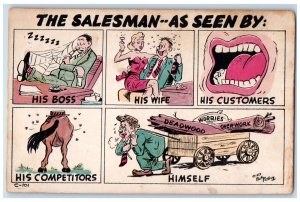 c1950's The Salesman As Seen By Multiview Bob Petley Unposted Vintage Postcard 