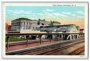 c1930's Union Station Railway Burlington Vermont VT Vintage Unposted Postcard 