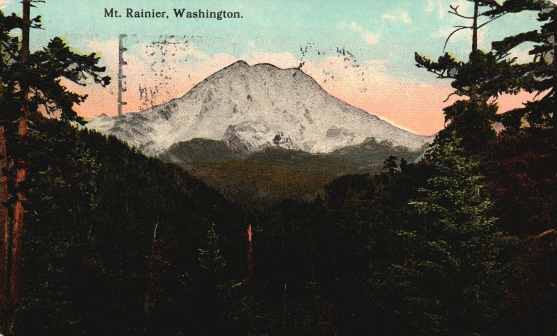 Vintage Postcard 1912 Mount Rainier National Park Stratovolcano Washington WA