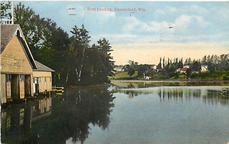 Boat Landing Cumberland Wisconsin WI 1913 Divided Back