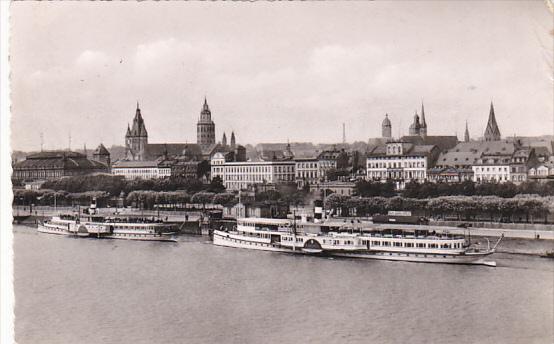 Germany Mainz Blick auf die Dampferanlegestelle 1955 Photo