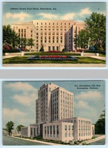 2 Postcards BIRMINGHAM, Alabama AL ~ Jefferson County COURT HOUSE & CITY HALL