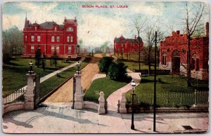 1908 Busch Place Saint Louis Missouri Park Grounds Buildings Posted Postcard